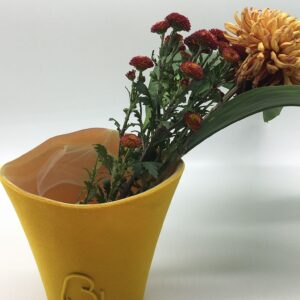 Yellow Velvet Green Vase