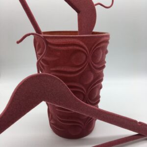 Old Rose Velvet Vase with Reliëf by A Dream Design - verkocht!! - Afbeelding 4