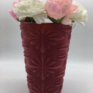 Glass Old Rose Velvet Vase with Relief by A Dream Design