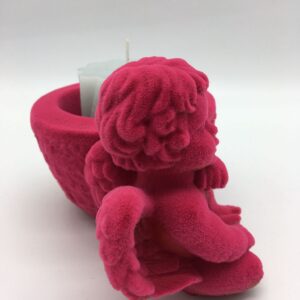 Pink Velvet Little Angel with Candle Holder by A Dream Design - Afbeelding 5