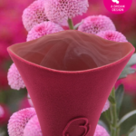 pink velvet rose vase by a dream design met bloemen en logo